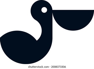 Pelikane flache Ikone, schwarzes Design