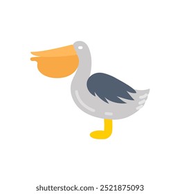 Ícones planos pelicanos, ilustração de vetor