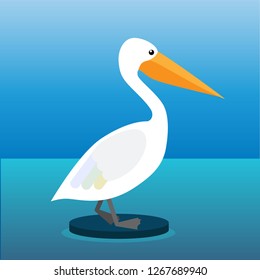 Pelican, flat vector illustration.