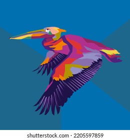 
Pelican in flight vector stock