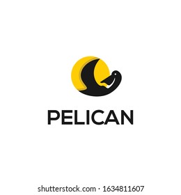 Pelican Fly Silhouette Illustration Vector Logo