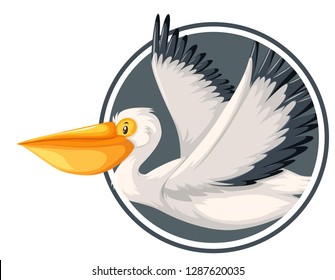 Pelican flying in circle template illustration