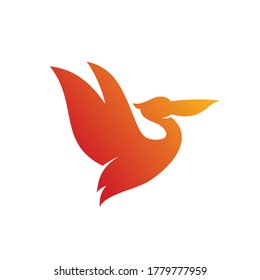 Pelican Flying Silhouette Vector Logo