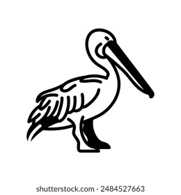 Pelican Glyph Icon, Vector illustration