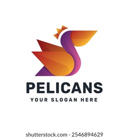 Design de logotipo colorido gradiente Pelican