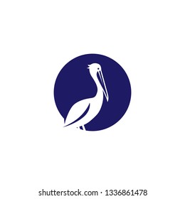pelican gulf bird coast beach logo vector icon illustration
