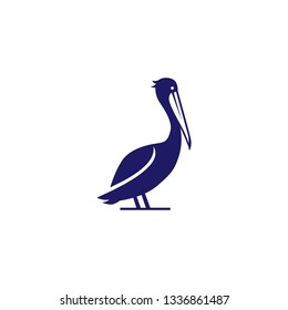 pelican gulf bird coast beach logo vector icon illustration