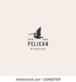 pelican gulf bird coast beach logo vector icon illustration hipster vintage retro