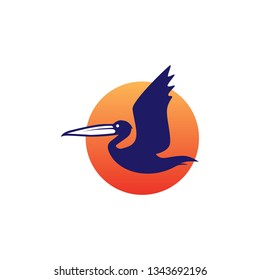 pelican gulf bird logo vector icon illustration