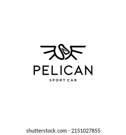 pelican head line logo with wings