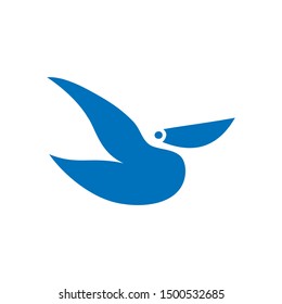 pelican icon, blue illustration, vector