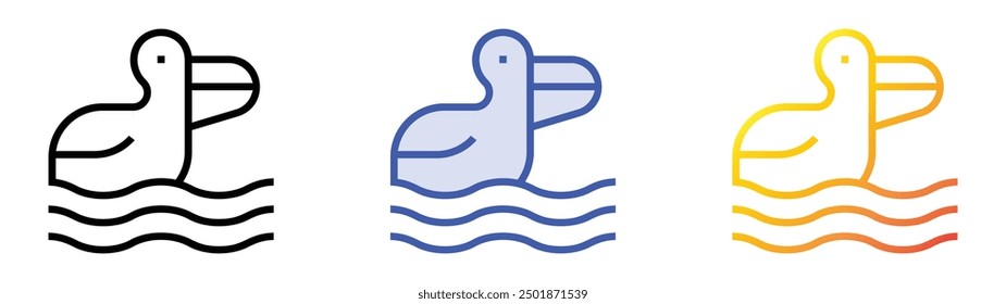 pelican icon. Linear, Blue Fill and Gradient Style Design Isolated On White Background