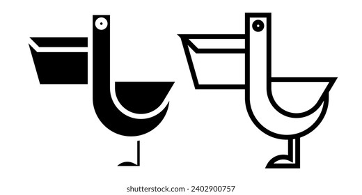 pelican icon, sign, or symbol in glyph and line style isolated on transparent background. Vector illustration	
