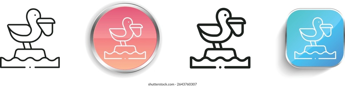 pelican icon. Thin Linear, Regular and Button Style Design Isolated On White Background