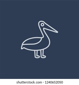 Pelican icon. Trendy flat vector line Pelican icon on dark blue background from animals collection. 