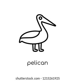 Pelican icon. Trendy modern flat linear vector Pelican icon on white background from thin line animals collection, editable outline stroke vector illustration