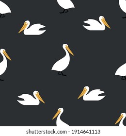 Pelican. Illustration with a bird. Seamless vector pattern.