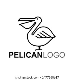 pelican illustration line logo , simple elegant and clean