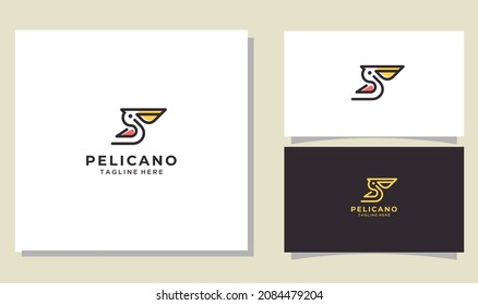 pelican illustration logo design vector 