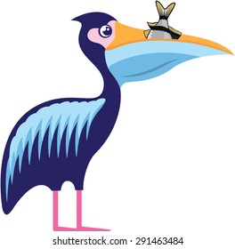 Pelican Isolated with Fish Vector Illustration 