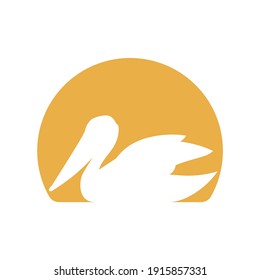 Pelican. Isolated on white design element. Logo. Vector.