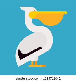 Pelican isolated Waterfowl. Big yellow beak Vector illustration
