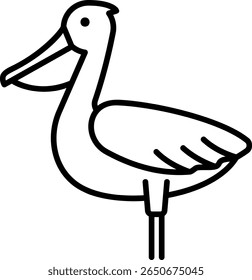 Pelican Line Art Illustration on White Background
