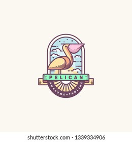 Pelican Line art illustration vector Design template. Suitable for Creative Industry, Multimedia, entertainment, Educations, Shop, and any related business