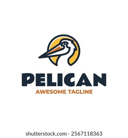 Pelican Line Art Logo Template 