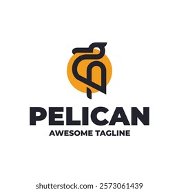 Pelican Line Art Logo Template