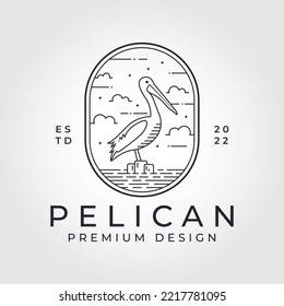 Pelican Line art Mono illustration vector Design template.