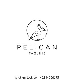 Pelican line logo icon design template