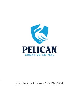 Pelican Logo Business Capital abstract design template. Pelican Shield Logo Design Stock Vector