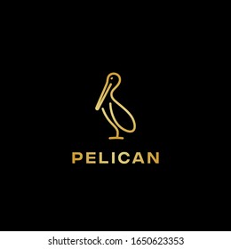 Pelican logo design. Artistic stylized pelican icon. Silhouette of birds.