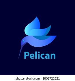 pelican of logo design with blue color. modern and minimalist logo concept