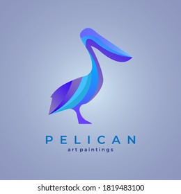 pelican logo design with gradient blue color. modern flat logo design 