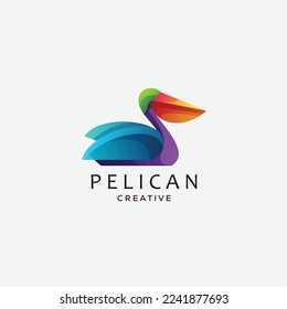 pelican logo design gradient colorful vector