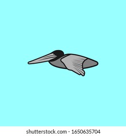 Pelican logo design icon. Artistic stylized pelican. Silhouette of birds.