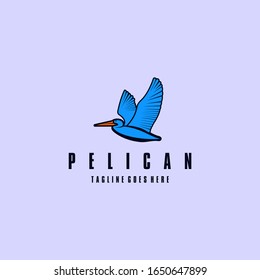 Pelican logo design icon. Artistic stylized pelican. Silhouette of birds.