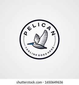 Pelican logo design icon. Artistic stylized pelican. Silhouette of birds.