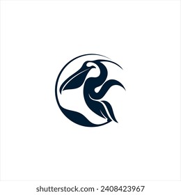 Pelican logo design, Silhouette Pelicans bird logos concept