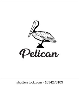 pelican logo design silhouette vector