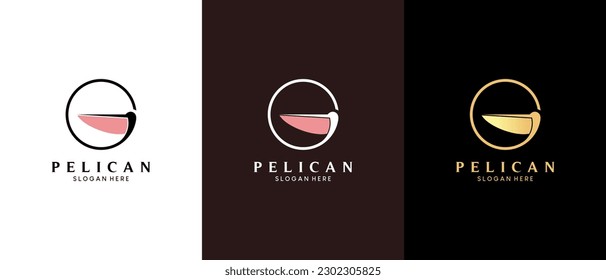 Ilustración vectorial del diseño del logo pelicano con concepto de amor creativo