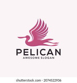Pelican logo. Pelican flying fast delivery icon