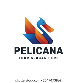 Pelican logotipo gradiente ícone colorido vetor ilustração