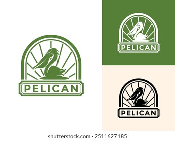 Modelo de vetor de ilustração de logotipo Pelican, ícone de design de logotipo criativo Pelican