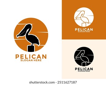 Modelo de vetor de ilustração de logotipo Pelican, ícone de design de logotipo criativo Pelican