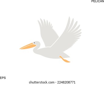 Pelican logo. Isolated pelican on white background