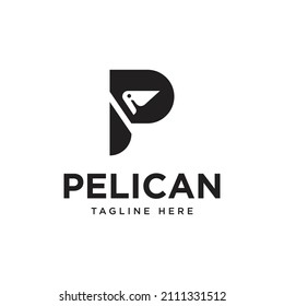 pelican logo, letter P, vector art