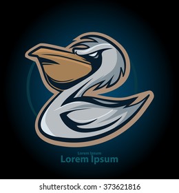 pelican for logo, sport symbol, simple illustration, sport team emblem, design element and label, color, vector